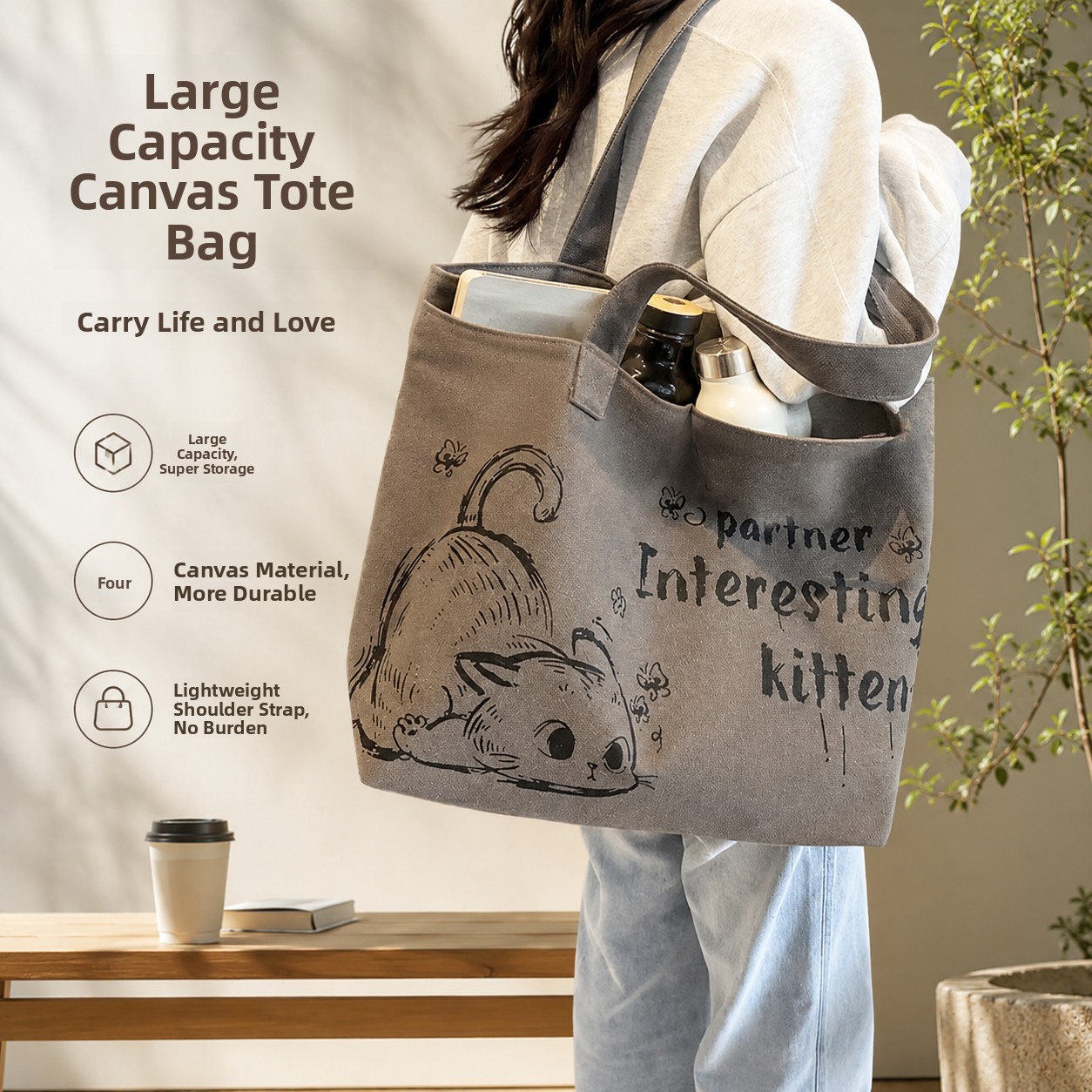 Women Bags 2026 Trends - Large Capacity Canvas Tote Bag for