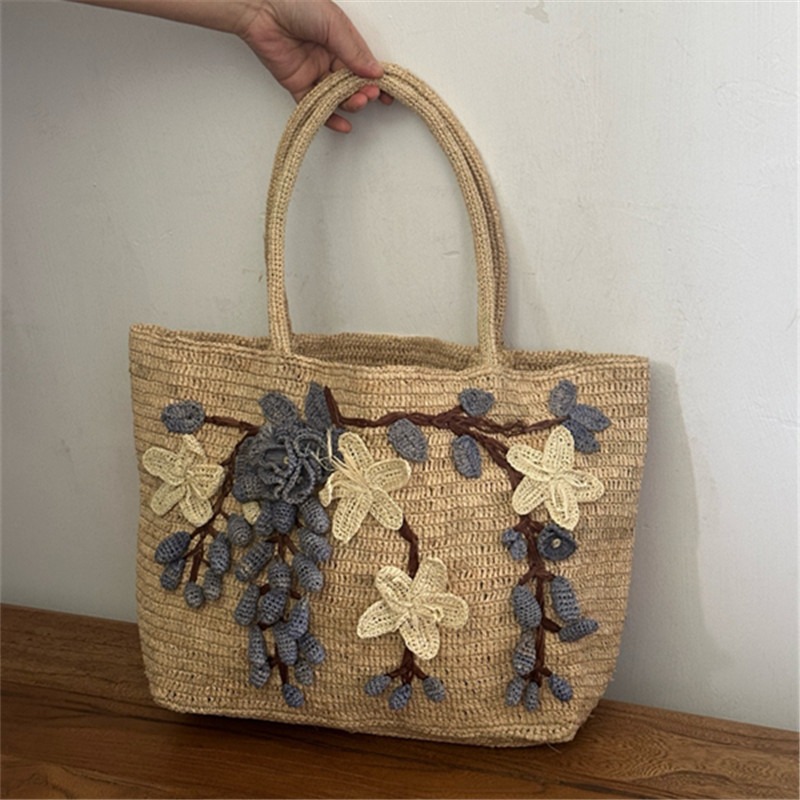 New Handmade Raffia 3d Rose Ha - огляд і ціна Women'S Raffia Bags