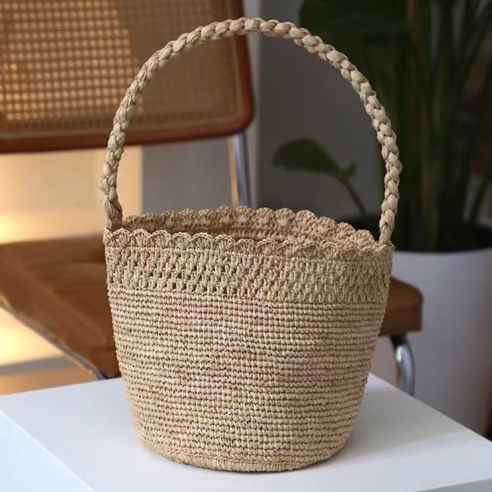 Handmade Crochet Straw Bucket  - огляд і ціна Women'S Raffia Bags